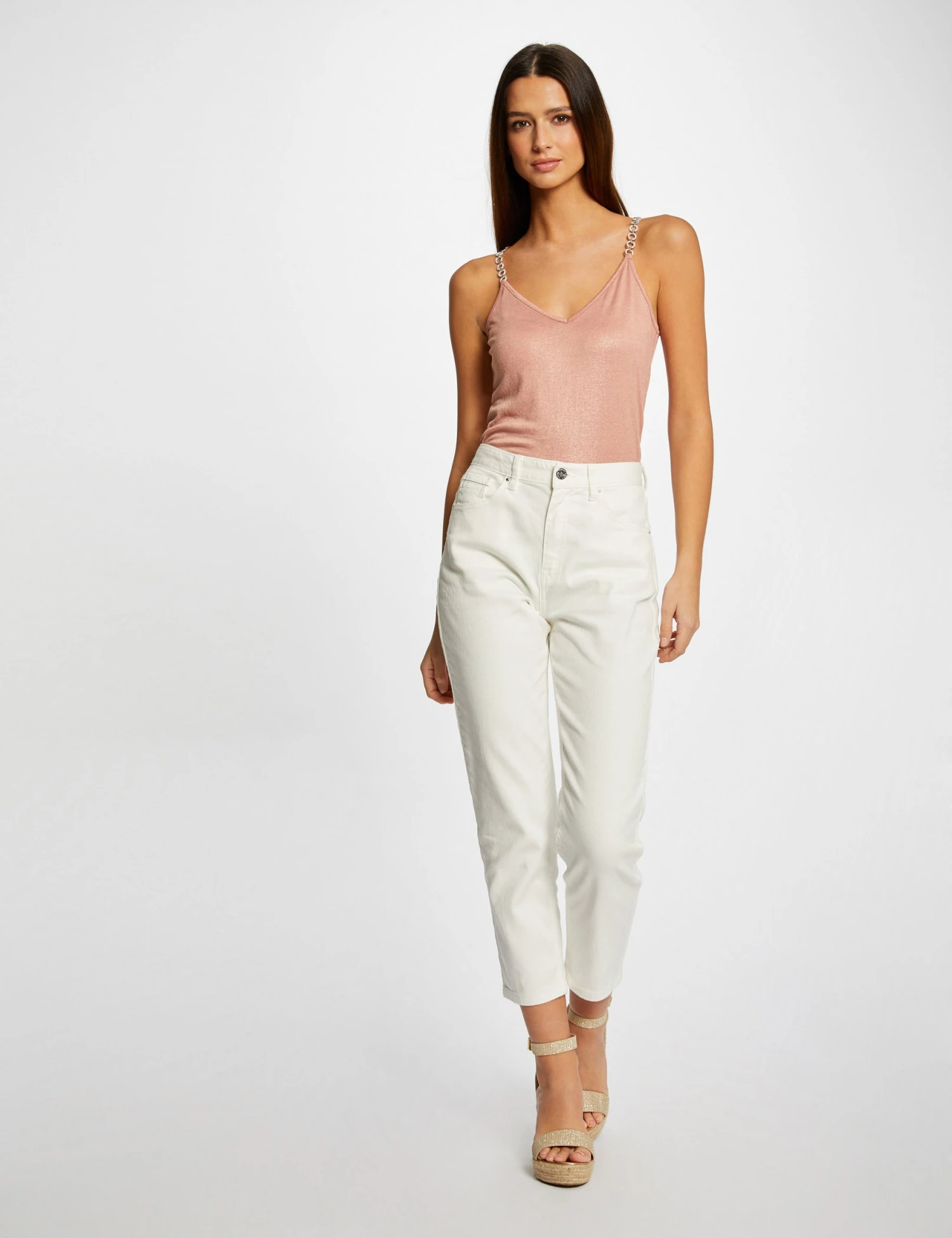 Débardeur Bretelles Fines Avec Chaînes Rose Moyen Femme 3 Débardeur Bretelles Fines Avec Chaînes Rose Moyen Femme – Image 3