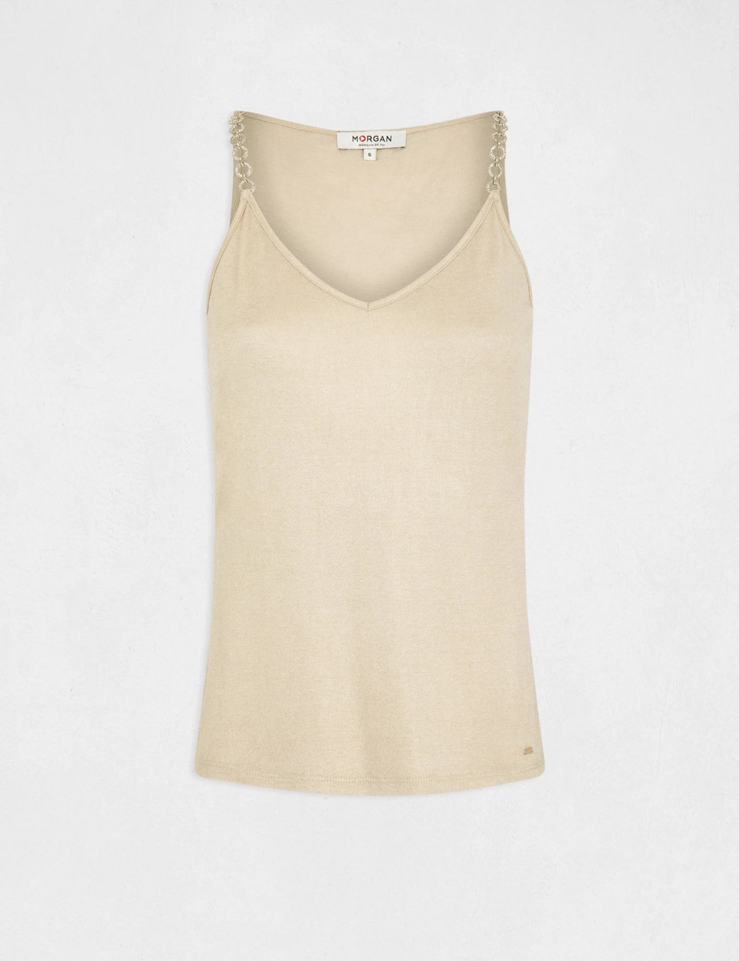 Débardeur Bretelles Fines Avec Chaînes Sable Femme 4 Débardeur Bretelles Fines Avec Chaînes Sable Femme – Image 4