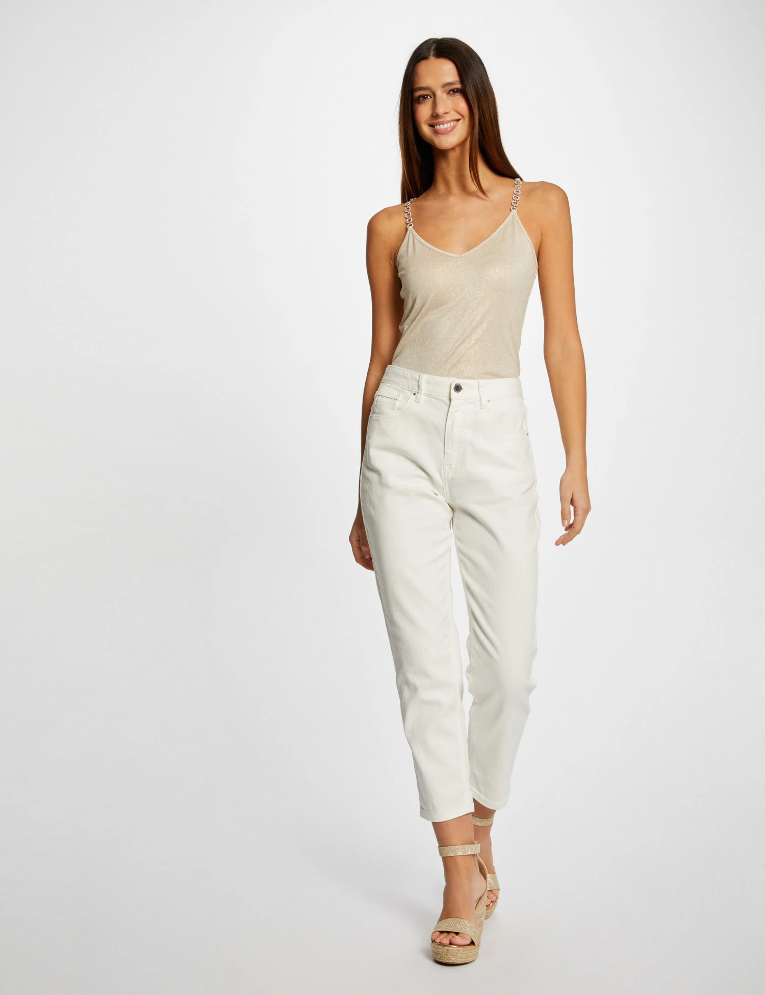 Débardeur Bretelles Fines Avec Chaînes Sable Femme 3 Débardeur Bretelles Fines Avec Chaînes Sable Femme – Image 3