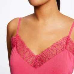 Débardeur Bretelles Fines Avec Dentelle Rose Moyen Femme -Morgandetoi Boutique debardeur bretelles fines avec dentelle rose moyen femme vue4 32536300885780514