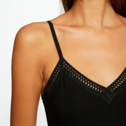 Débardeur Bretelles Fines Bande Dentelle Noir Femme -Morgandetoi Boutique debardeur bretelles fines bande dentelle noir femme vue4 32536300763600100