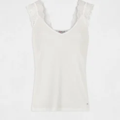 Débardeur Bretelles Larges à Dentelle Ecru Femme -Morgandetoi Boutique debardeur bretelles larges a dentelle ecru femme vue3 32536300943430201