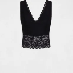 Débardeur Bretelles Larges à Dentelle Noir Femme -Morgandetoi Boutique debardeur bretelles larges a dentelle noir femme vue3 32536300949280100