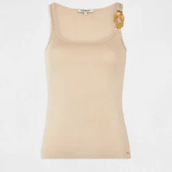 Débardeur Bretelles Larges à Ornement Ivoire Femme -Morgandetoi Boutique debardeur bretelles larges a ornement ivoire femme vue3 32536300941850203