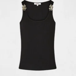 Débardeur Bretelles Larges à Ornements Noir Femme -Morgandetoi Boutique debardeur bretelles larges a ornements noir femme vue3 32536300941910100