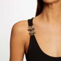 Débardeur Bretelles Larges à Ornements Noir Femme -Morgandetoi Boutique debardeur bretelles larges a ornements noir femme vue4 32536300941910100