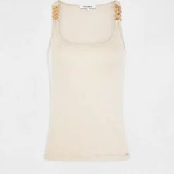 Débardeur Bretelles Larges Avec Chaînes Ivoire Femme -Morgandetoi Boutique debardeur bretelles larges avec chaines ivoire femme vue3 32536300928640203