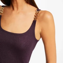 Débardeur Bretelles Larges Avec Chaînes Prune Femme -Morgandetoi Boutique debardeur bretelles larges avec chaines prune femme vue4 32536300928640505
