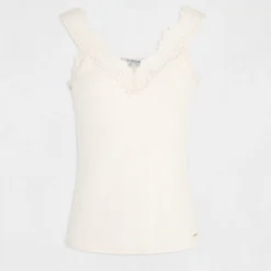 Débardeur Bretelles Larges Avec Dentelle Ivoire Femme -Morgandetoi Boutique debardeur bretelles larges avec dentelle ivoire femme vue3 32536300924090203