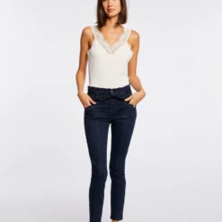 Débardeur Bretelles Larges Avec Dentelle Ivoire Femme -Morgandetoi Boutique debardeur bretelles larges avec dentelle ivoire femme vue5 32536300924090203