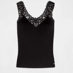 Débardeur Bretelles Larges Avec Dentelle Noir Femme -Morgandetoi Boutique debardeur bretelles larges avec dentelle noir femme vue3 32536300883940100