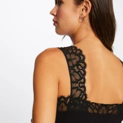 Débardeur Bretelles Larges Avec Dentelle Noir Femme -Morgandetoi Boutique debardeur bretelles larges avec dentelle noir femme vue4 32536300883940100