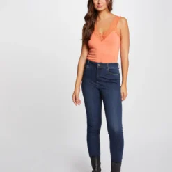 Débardeur Bretelles Larges Avec Dentelle Orange Femme -Morgandetoi Boutique debardeur bretelles larges avec dentelle orange femme vue5 32536300883940703