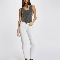 Débardeur Bretelles Larges Col Rond Argente Femme 7 Débardeur Bretelles Larges Col Rond Argente Femme -Morgandetoi Boutique debardeur bretelles larges col rond argente femme vue5 32536300941770104