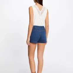 Débardeur Bretelles Larges Côtelé Ecru Femme -Morgandetoi Boutique debardeur bretelles larges cotele ecru femme vue2 32536300938700201