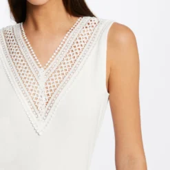 Débardeur Bretelles Larges Côtelé Ecru Femme -Morgandetoi Boutique debardeur bretelles larges cotele ecru femme vue4 32536300938700201