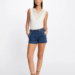 Débardeur Bretelles Larges Côtelé Ecru Femme -Morgandetoi Boutique debardeur bretelles larges cotele ecru femme vue5 32536300938700201