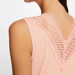 Débardeur Bretelles Larges Côtelé Rose Moyen Femme -Morgandetoi Boutique debardeur bretelles larges cotele rose moyen femme vue4 32536300938700514