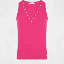 Débardeur Bretelles Larges Effet Côtelé Rose Fonce Femme -Morgandetoi Boutique debardeur bretelles larges effet cotele rose fonce femme vue3 32536300894360515