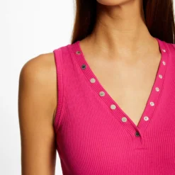 Débardeur Bretelles Larges Effet Côtelé Rose Fonce Femme -Morgandetoi Boutique debardeur bretelles larges effet cotele rose fonce femme vue4 32536300894360515