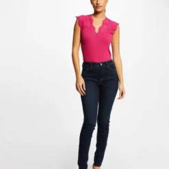 Débardeur Bretelles Larges En Dentelle Rose Fonce Femme -Morgandetoi Boutique debardeur bretelles larges en dentelle rose fonce femme vue5 32536300823170515