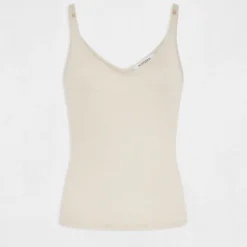 Débardeur Col En V Fils Métallisés Ivoire Femme -Morgandetoi Boutique debardeur col en v fils metallises ivoire femme vue3 32536300950640203