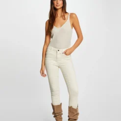 Débardeur Col En V Fils Métallisés Ivoire Femme -Morgandetoi Boutique debardeur col en v fils metallises ivoire femme vue5 32536300950640203