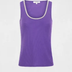 Débardeur Côtelé Col à Détails Bijoux Violet Femme -Morgandetoi Boutique debardeur cotele col a details bijoux violet femme vue3 32536300950600310