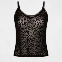 Débardeur Dentelle Imprimé Animalier Noir Femme -Morgandetoi Boutique debardeur dentelle imprime animalier noir femme vue3 32536300949310100