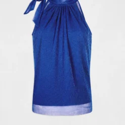 Débardeur Encolure Américaine Avec Noeud Bleu Femme -Morgandetoi Boutique debardeur encolure americaine avec noeud bleu femme vue3 32536300954390300