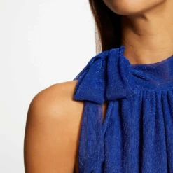 Débardeur Encolure Américaine Avec Noeud Bleu Femme -Morgandetoi Boutique debardeur encolure americaine avec noeud bleu femme vue4 32536300954390300