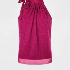 Débardeur Encolure Américaine Avec Noeud Rose Femme -Morgandetoi Boutique debardeur encolure americaine avec noeud rose femme vue3 32536300954390503