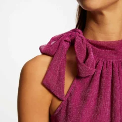 Débardeur Encolure Américaine Avec Noeud Rose Femme -Morgandetoi Boutique debardeur encolure americaine avec noeud rose femme vue4 32536300954390503