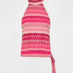 Débardeur Encolure Américaine Crochet Rose Femme -Morgandetoi Boutique debardeur encolure americaine crochet rose femme vue3 32536300954530503