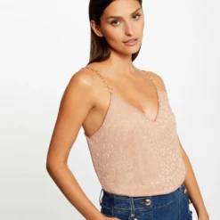 Débardeur Ornements Et Imprimé Léopard Rose Femme