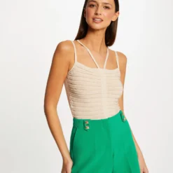 Débardeur Pull à Bretelles Vieux Rose Femme