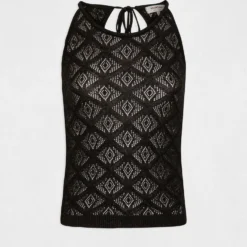 Débardeur Pull Ajouré Fils Métallisés Noir Femme -Morgandetoi Boutique debardeur pull ajoure fils metallises noir femme vue3 32536300954380100