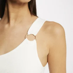 Débardeur Pull Asymétrique Avec Boucle Ecru Femme -Morgandetoi Boutique debardeur pull asymetrique avec boucle ecru femme vue4 32536300942930201