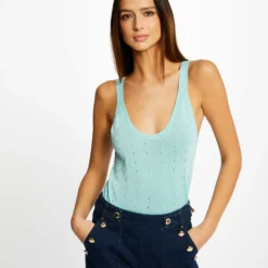 Débardeur Pull Avec Bretelles Bleu Clair Femme