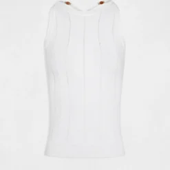 Débardeur Pull Avec Bretelles Croisées Ecru Femme -Morgandetoi Boutique debardeur pull avec bretelles croisees ecru femme vue3 32536300938190201