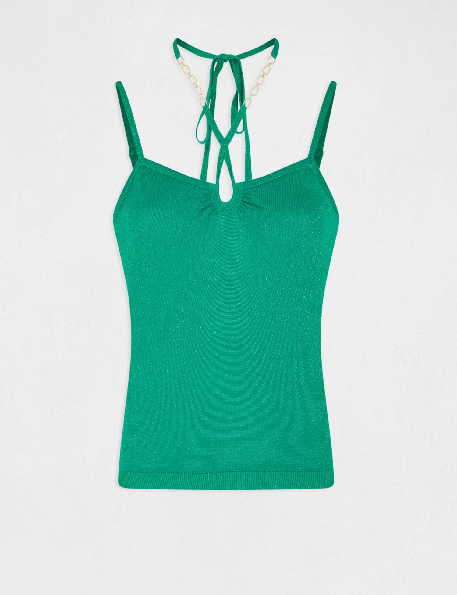 Débardeur Pull Avec Bretelles Croisées Vert Femme 4 Débardeur Pull Avec Bretelles Croisées Vert Femme – Image 4