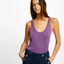 Débardeur Pull Avec Bretelles Violet Fonce Femme