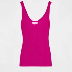 Débardeur Pull Avec Col En V Framboise Femme -Morgandetoi Boutique debardeur pull avec col en v framboise femme vue3 32536300942800502
