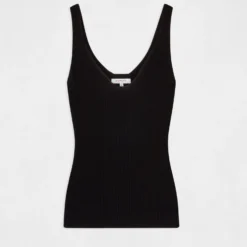 Débardeur Pull Avec Col En V Noir Femme -Morgandetoi Boutique debardeur pull avec col en v noir femme vue3 32536300942800100