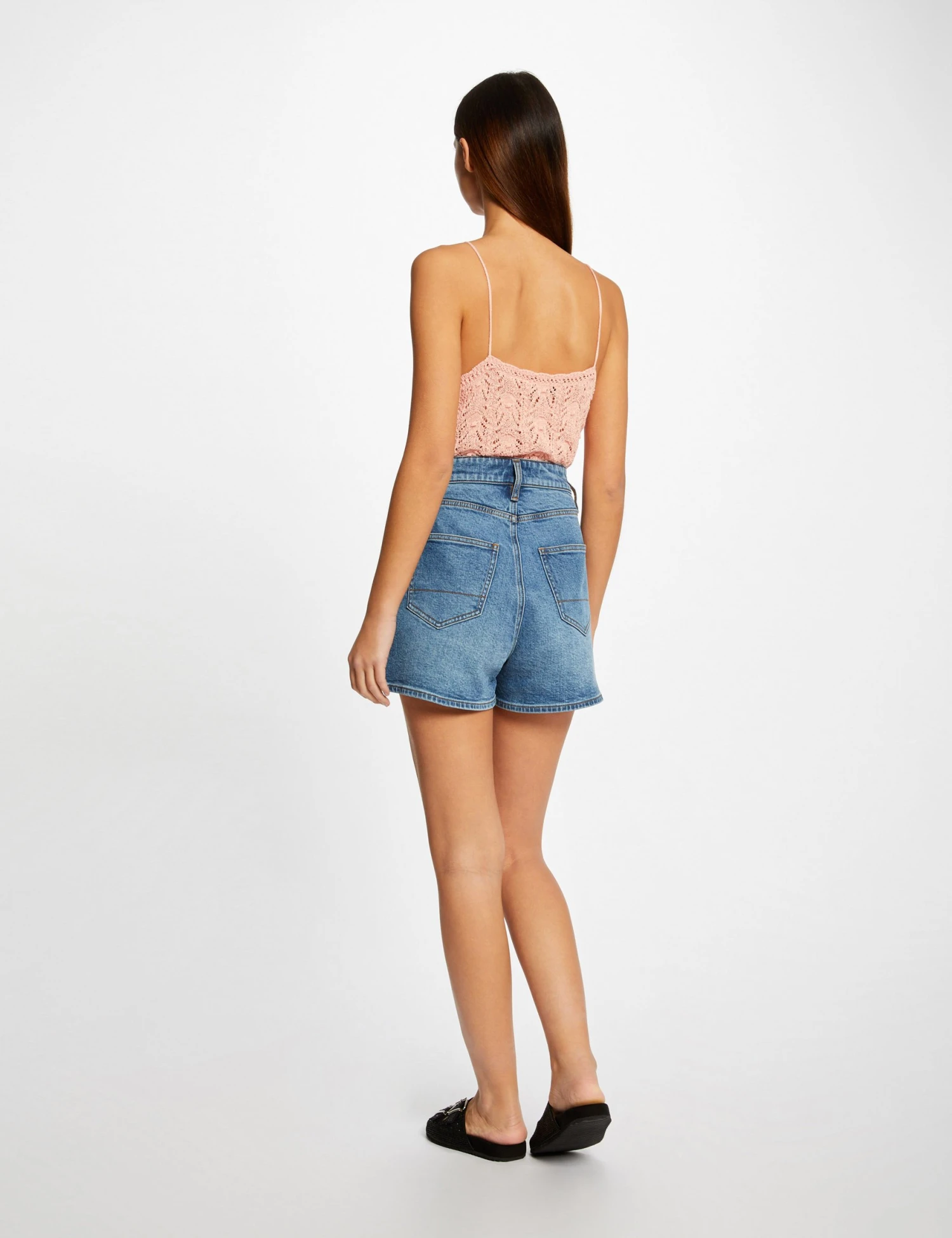 Débardeur Pull Avec Col En V Rose Moyen Femme 2 Débardeur Pull Avec Col En V Rose Moyen Femme – Image 2