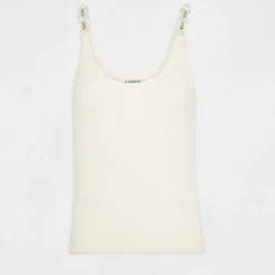 Débardeur Pull Avec Détails Chaînes Ecru Moyen Femme -Morgandetoi Boutique debardeur pull avec details chaines ecru moyen femme vue3 32536300937700213