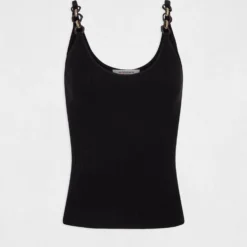 Débardeur Pull Avec Détails Chaînes Noir Femme -Morgandetoi Boutique debardeur pull avec details chaines noir femme vue3 32536300937700100