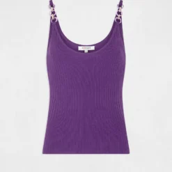 Débardeur Pull Avec Détails Chaînes Violet Fonce Femme -Morgandetoi Boutique debardeur pull avec details chaines violet fonce femme vue3 32536300937700311