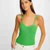 Débardeur Pull Avec Ornements Vert Femme