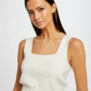 Débardeur Pull Bretelles Larges Ecru Femme